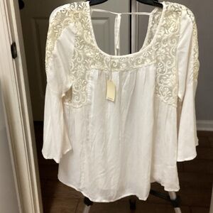 JODIFL Cream Embroidered Blouse